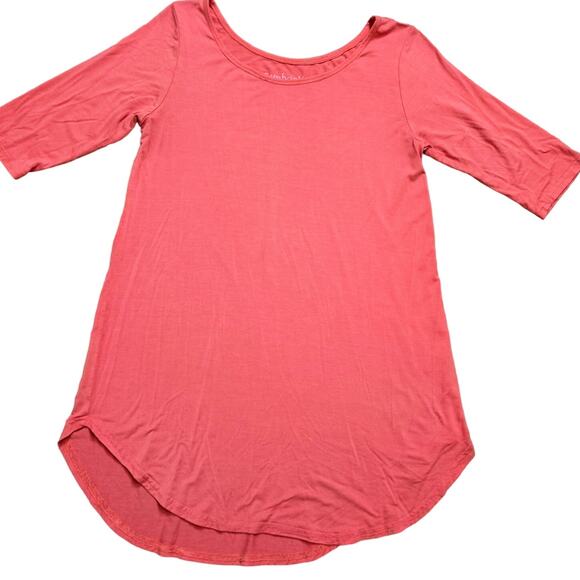 Bamboo You Women's Coral Tunic Short Sleeve Scoop Neck High Low Hem Size X-Small - Picture 2 of 6